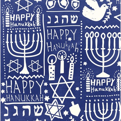 Alexander Henry Happy Hanukkah 8 Days Dark Blue 8959a