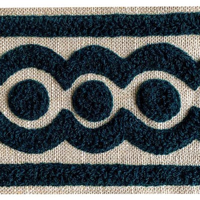 Brimar Trim 3.75in Linen Boucle Emroidered Tape NVY