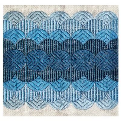 Brimar Trim 3 3/4in Linen Emroidered Tape BLU