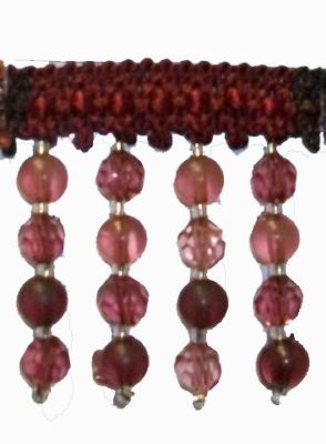 Fabricade Trim 202115 Braid with Frosted and Acrylic Beads Crimson