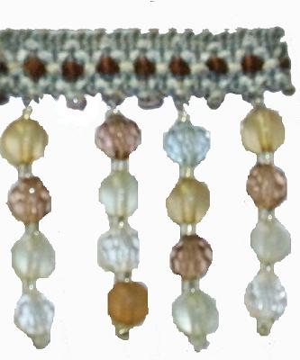 Fabricade Trim 202115 Braid with Frosted and Acrylic Beads Marine