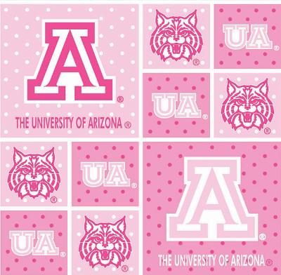 Foust Textiles Inc Arizona Wildcats Pink Block Cotton Print 