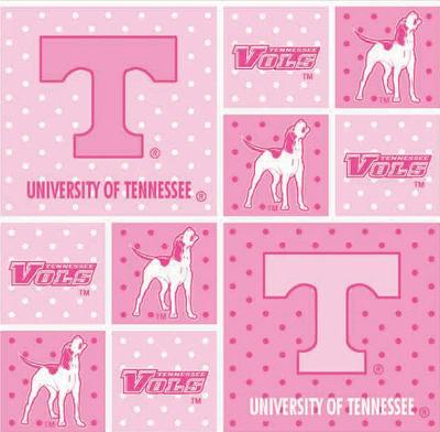 Foust Textiles Inc Tennessee Volunteers Pink Block Cotton Print 