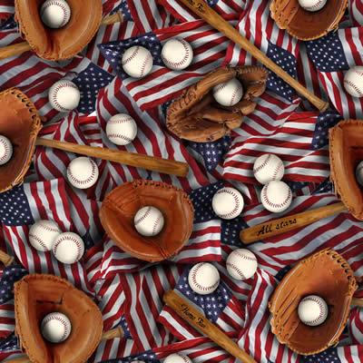 Foust Textiles Inc Baseball Multi Cotton Print 