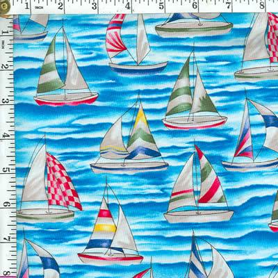 Foust Textiles Inc Sail Boats Blue
