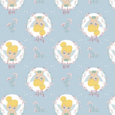 Foust Textiles Inc Tinkerbell Floral Badges Light Blue