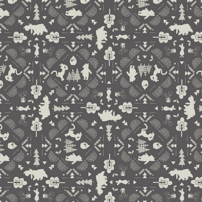 Foust Textiles Inc Winnie the Pooh Silhouette Lace Dark Grey