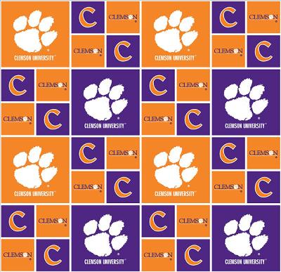Foust Textiles Inc Clemson Tigers Block Cotton Print 