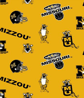 Foust Textiles Inc Missouri Tigers Cotton Print - Yellow 