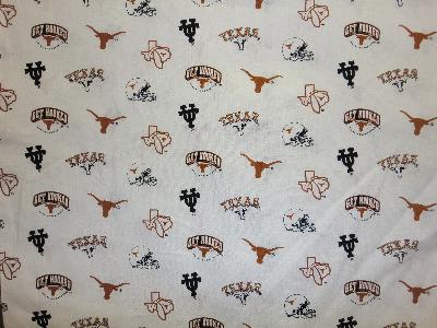 Foust Textiles Inc Texas Long Horns Cotton Print - White 