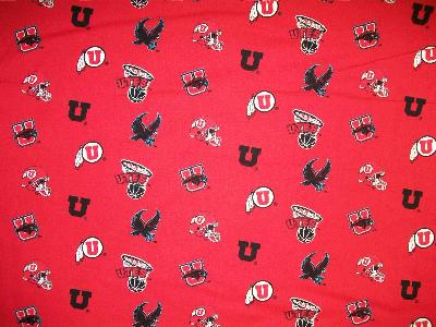 Foust Textiles Inc Utah Utes Cotton Print - Red 