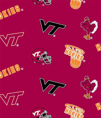 Virginia Tech Hokies Cotton Print - Red Foust Textiles Inc Virginia Tech Hokies Cotton Print - Red