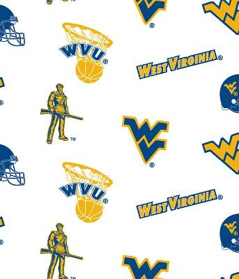 Foust Textiles Inc West Virginia Mountaineers Cotton Print White