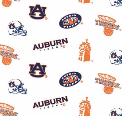 Foust Textiles Inc Auburn Tigers White Cotton Print 