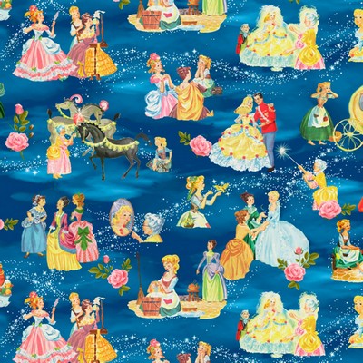 Foust Textiles Inc Vintage Storybooks Cinderellas Tale Blue