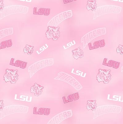 Foust Textiles Inc Pink Louisiana State Tigers Cotton Print 