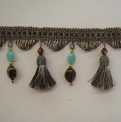 Kast Trim 4.25 Inch Double Bead Tassel Fringe Espresso