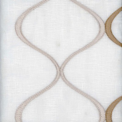 Heritage Fabrics Alden Pebble Grey Linen  Blend Crewel and Embroidered Diamond Ogee fabric by the yard.