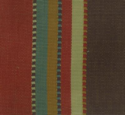 Roth and Tompkins Textiles Apache Brick Red Drapery Cotton Wide Striped fabric by the yard.