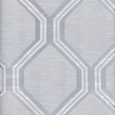 Heritage Fabrics Arbor Lagoon Blue Polyester  Blend Lattice and Fretwork fabric by the yard.