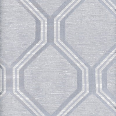 Heritage Fabrics Arbor Lagoon Blue Polyester  Blend Lattice and Fretwork fabric by the yard.