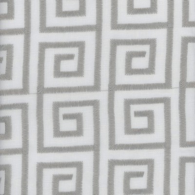 Heritage Fabrics Athena Silver Silver Polyester Fire Rated Fabric Crewel and Embroidered NFPA 701 Flame Retardant Geometric fabric by the yard.