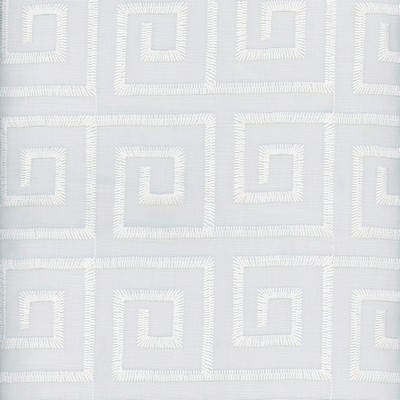 Heritage Fabrics Athena Snow White Polyester Fire Rated Fabric Crewel and Embroidered NFPA 701 Flame Retardant Geometric fabric by the yard.