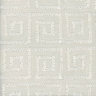 Heritage Fabrics Athena Tussah Beige Polyester Fire Rated Fabric Crewel and Embroidered NFPA 701 Flame Retardant Geometric fabric by the yard.