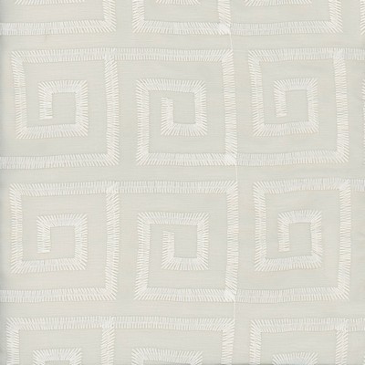 Heritage Fabrics Athena Tussah Beige Polyester Fire Rated Fabric Crewel and Embroidered NFPA 701 Flame Retardant Geometric fabric by the yard.