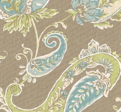Roth and Tompkins Textiles Beacon Hill Sand Beige Drapery Cotton Modern Paisley fabric by the yard.