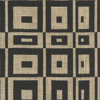 Roth and Tompkins Textiles Cubic Raven new roth 2024 Black Polyester Polyester Squares  Fabric fabric by the yard.