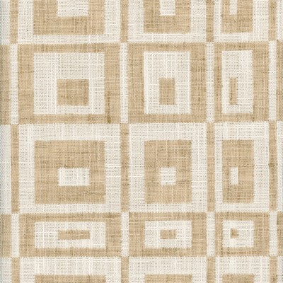 Roth and Tompkins Textiles Cubic White Linen new roth 2024 Beige Polyester Polyester Squares  Fabric fabric by the yard.
