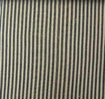 Roth and Tompkins Textiles Essex Black/Natural Beige Multipurpose Cotton Fire Rated Fabric Ticking Stripe Striped TexturesSmall Striped Striped Ticking Everyday Ticking fabric by the yard.