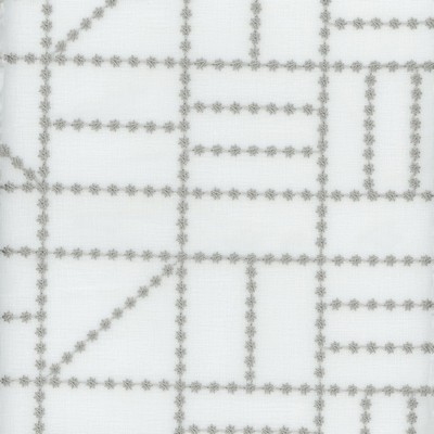 Roth and Tompkins Textiles Dominoes Silver Silver Polyester Fire Rated Fabric Squares Crewel and Embroidered NFPA 701 Flame Retardant fabric by the yard.