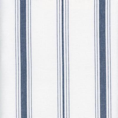 Roth and Tompkins Textiles Fenwick Indigo Blue Polyester Striped fabric by the yard.