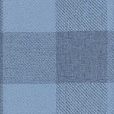 Roth and Tompkins Textiles Fleetwood Indigo Blue Polyester Buffalo Check Check Plaid  and Tartan fabric by the yard.