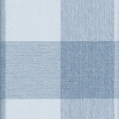 Roth and Tompkins Textiles Fleetwood Sky Blue Polyester Buffalo Check Check Plaid  and Tartan fabric by the yard.