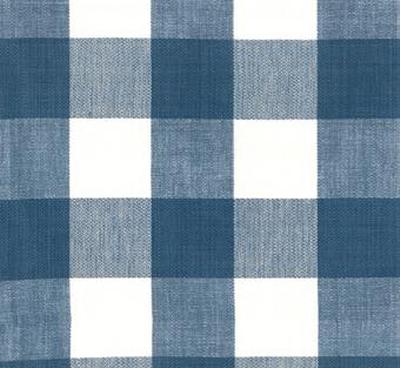 Roth and Tompkins Textiles Lyme French Blue Beige Drapery Cotton Plaid  and Tartan fabric by the yard.