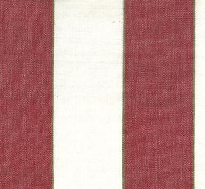 Roth and Tompkins Textiles Meriden Berry Red Drapery Cotton Wide Striped fabric by the yard.