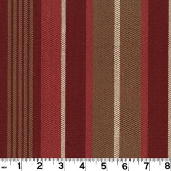 Roth and Tompkins Textiles Morgan D3136 Claret Red Drapery-Upholstery Cotton Wide Striped fabric by the yard.