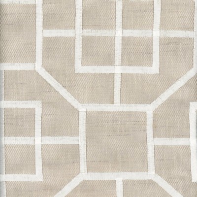 Heritage Fabrics Octagon Parchment Beige Polyester  Blend Lattice and Fretwork fabric by the yard.
