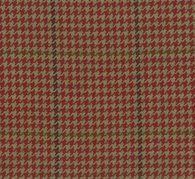 Roth and Tompkins Textiles Pembrook Cardinal Red Drapery Cotton Houndstooth Plaid  and Tartan fabric by the yard.