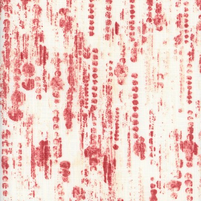 Roth and Tompkins Textiles Raindrops Coral Orange Cotton Abstract Striped fabric by the yard.