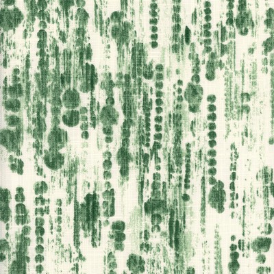 Roth and Tompkins Textiles Raindrops Kelly Green Cotton Abstract Striped fabric by the yard.