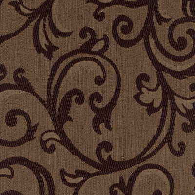 Heritage Fabrics Santiago Mocha Brown Cotton  Blend Scrolling Vines fabric by the yard.
