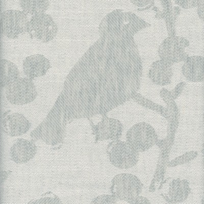 Heritage Fabrics Songbird Morning Blue Polyester  Blend Birds and Feather fabric by the yard.