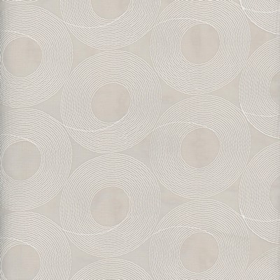 Roth and Tompkins Textiles Spheres Fog Grey Polyester Fire Rated Fabric Circles and SwirlsCrewel and Embroidered NFPA 701 Flame Retardant fabric by the yard.