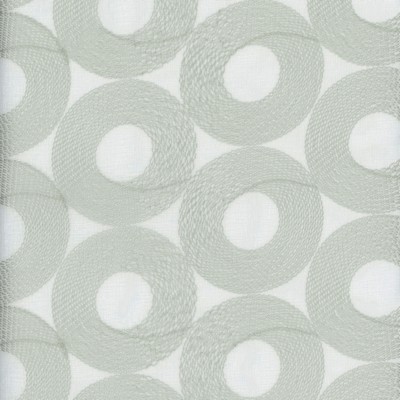 Roth and Tompkins Textiles Spheres Rain Green Polyester Fire Rated Fabric Circles and SwirlsCrewel and Embroidered NFPA 701 Flame Retardant fabric by the yard.