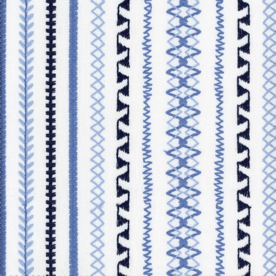 Heritage Fabrics Stella Stripe Delft Blue Multipurpose Cotton  Blend Fire Rated Fabric Crewel and Embroidered CA 117 Striped fabric by the yard.