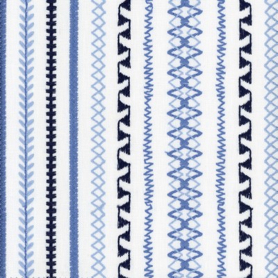 Heritage Fabrics Stella Stripe Delft Blue Multipurpose Cotton  Blend Fire Rated Fabric Crewel and Embroidered CA 117 Striped fabric by the yard.